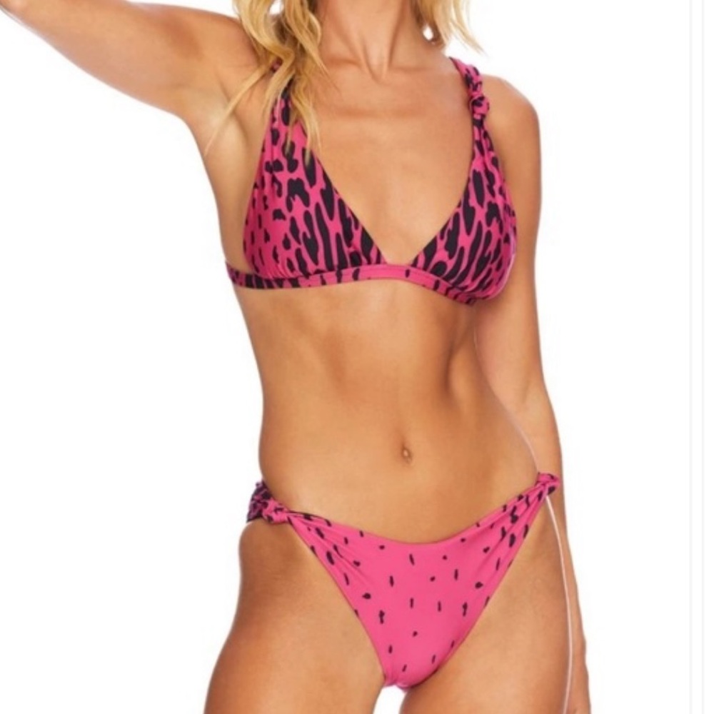 NWT Beach Riot Fuchsia Purple Cheetah Bikini Set Size Large